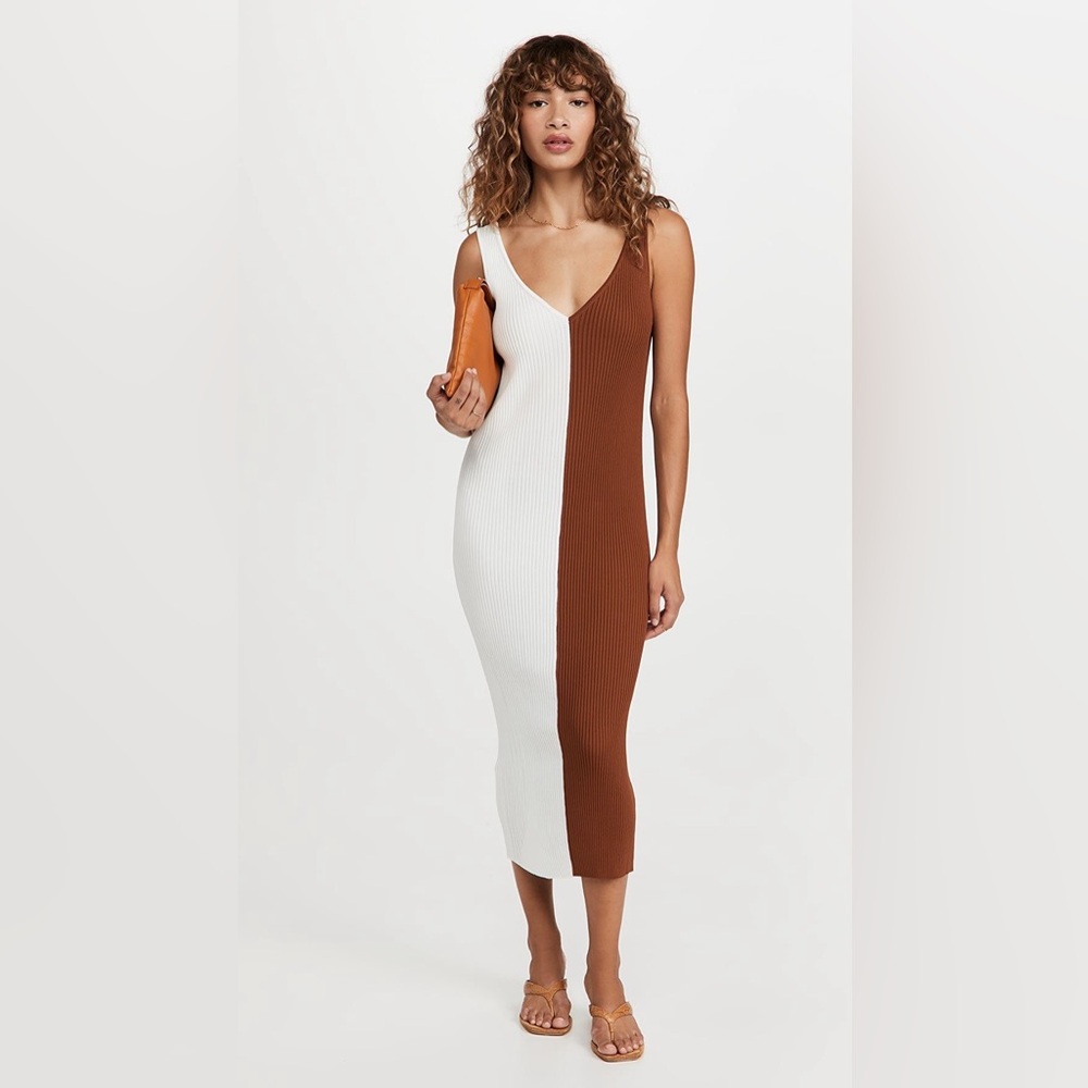 STAUD Two-Tone Sleeveless Dress
